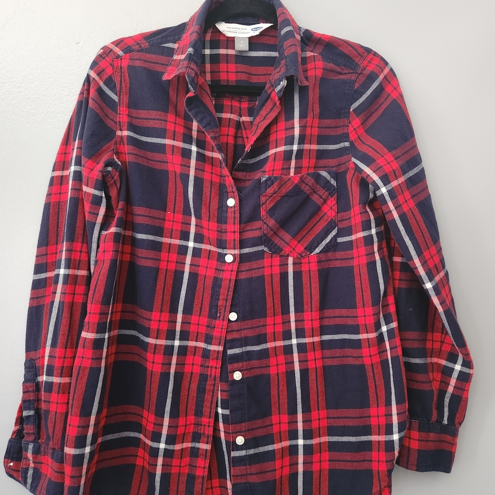 Old Navy Womens Plaid Shirt - Red and Navy